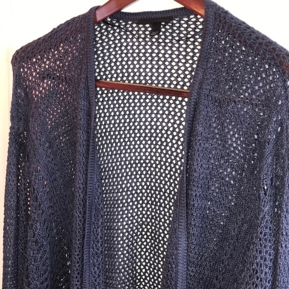 Lane Bryant Open Stitch Open Front Crochet Knit Navy Blue Cardigan Size 26/28 - Picture 4 of 12